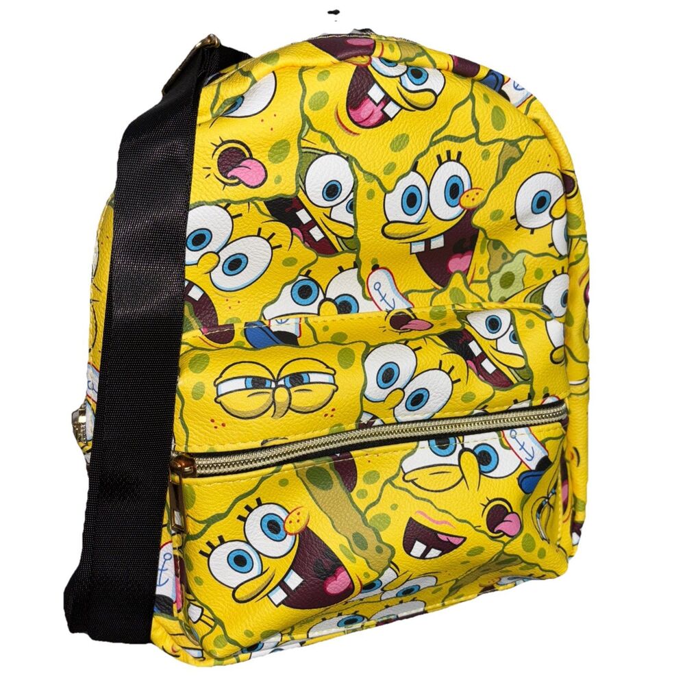 Nickelodeon SpongeBob Face AOP Small Faux Leather 10” Backpack
